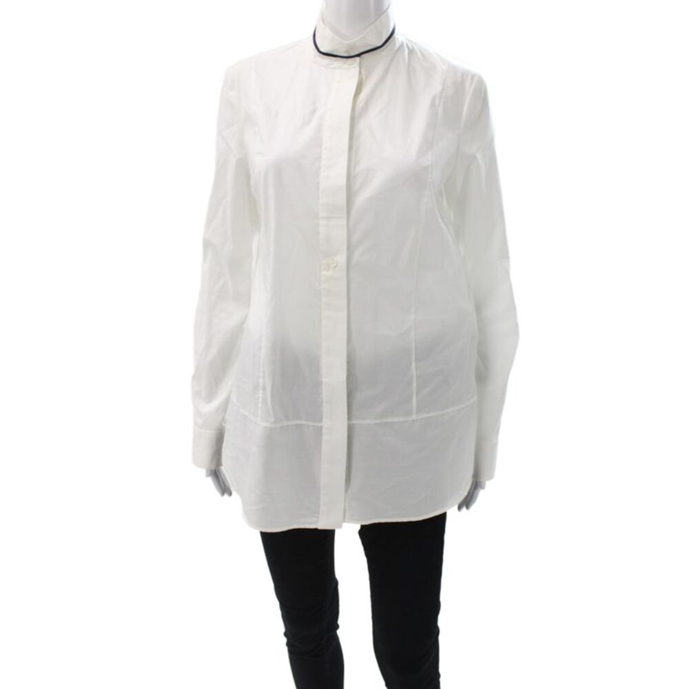 Rani Arabella Women Button-Up Cotton High Neck Long Sleeve White Basic Size S